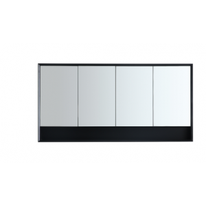 1500 PVC Petra Matte Black Mirror Cabinet With Undershelf